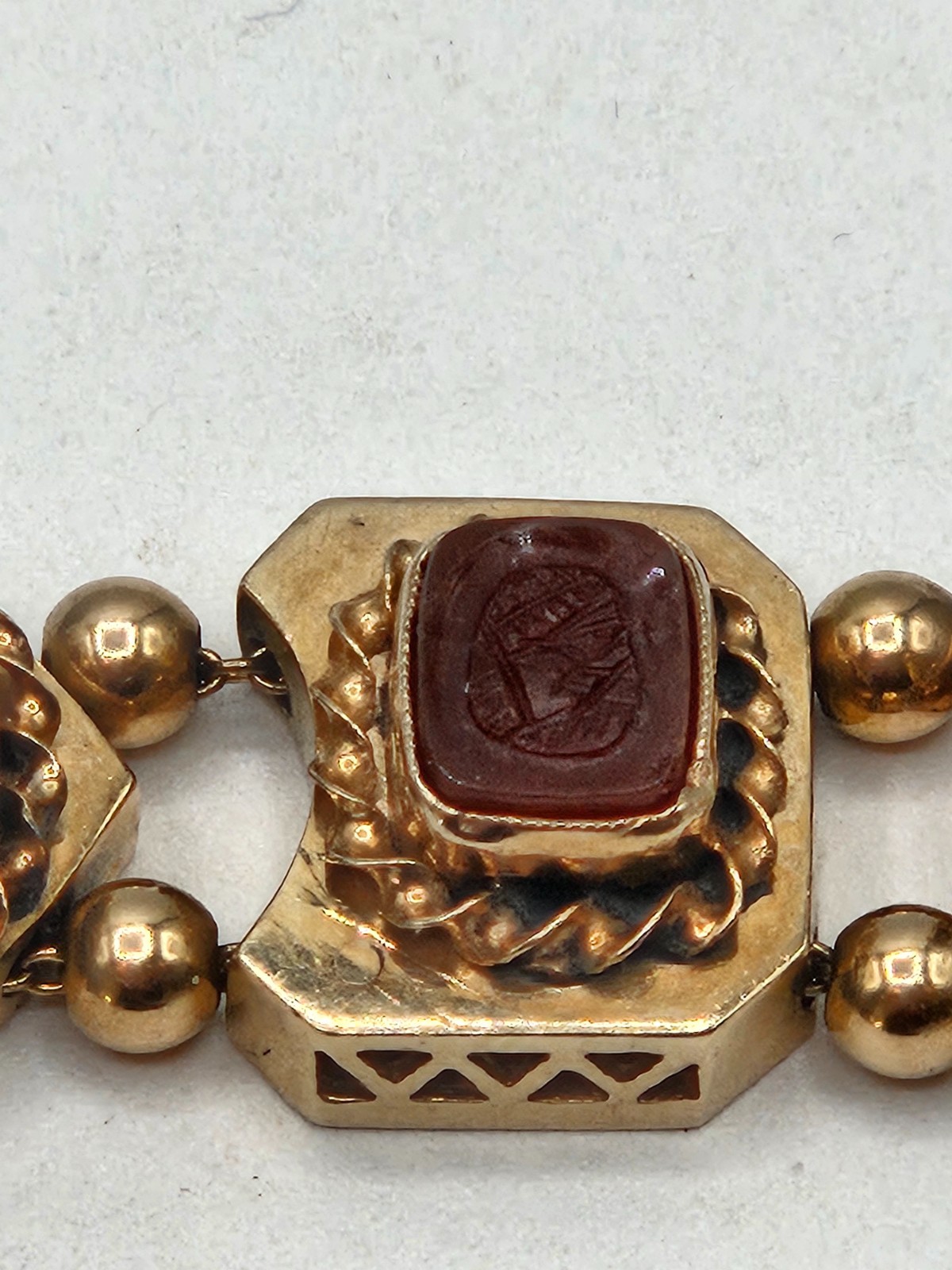 Stunning 14k Yellow Gold Slide Charm Omega Gemstone Bracelet Watch