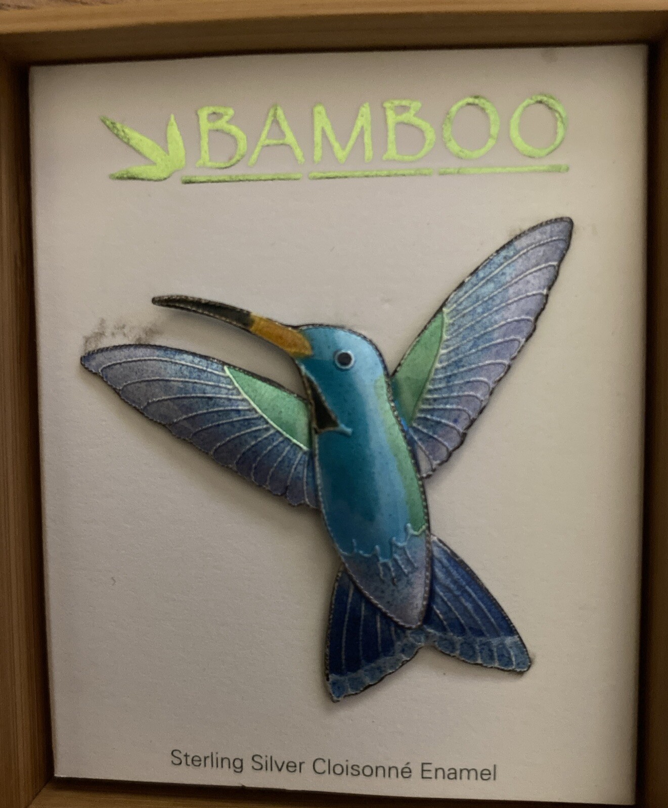 Bamboo Broad-billed Hummingbird Pin Brooch 2007 Approximately 2”