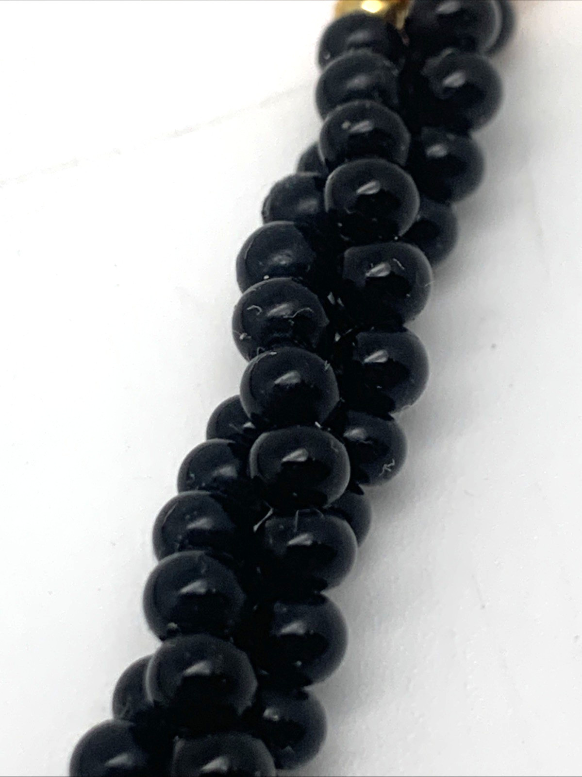 Vintage Twisted 3 Strand Coral & Onyx Beaded 30″ Necklace