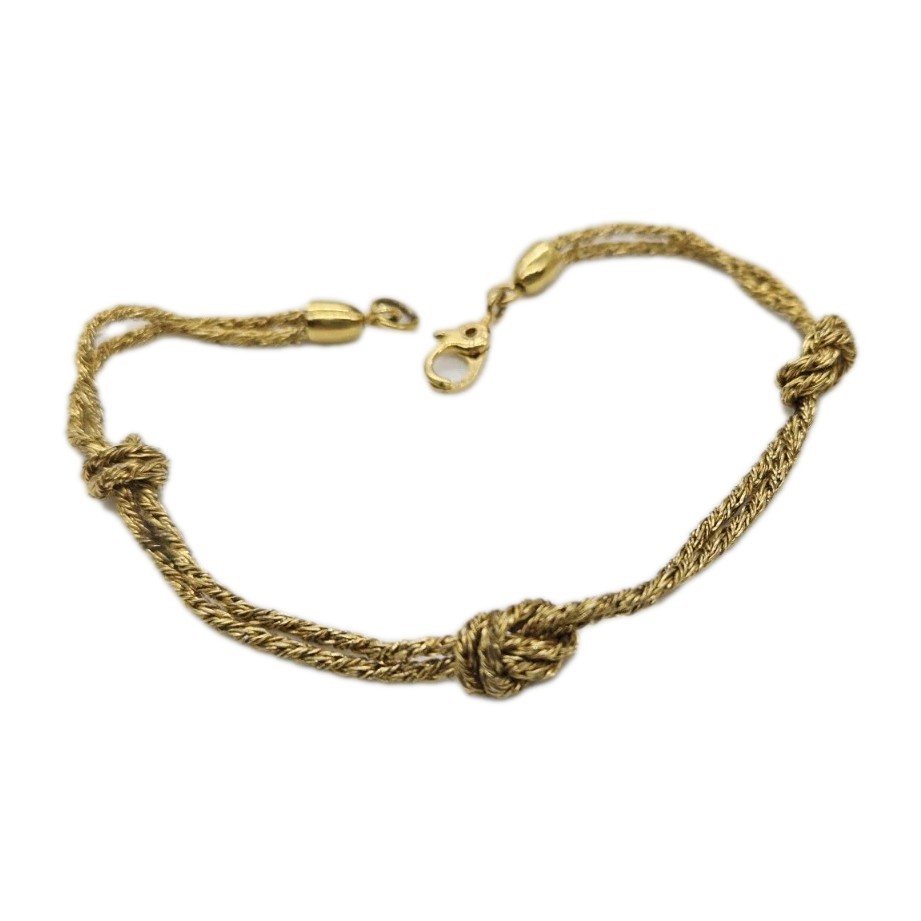 Monet Bracelet Double Rope Chain Knot Gold Tone Couture Vintage 7.25 in