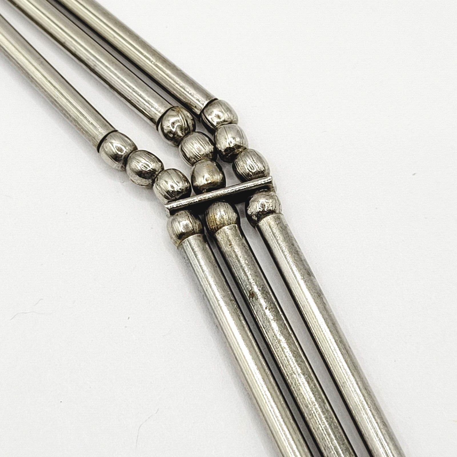 Unique Style Native Brutalist Industrial Silver Tone Metal Vtg Necklace 29 Inch