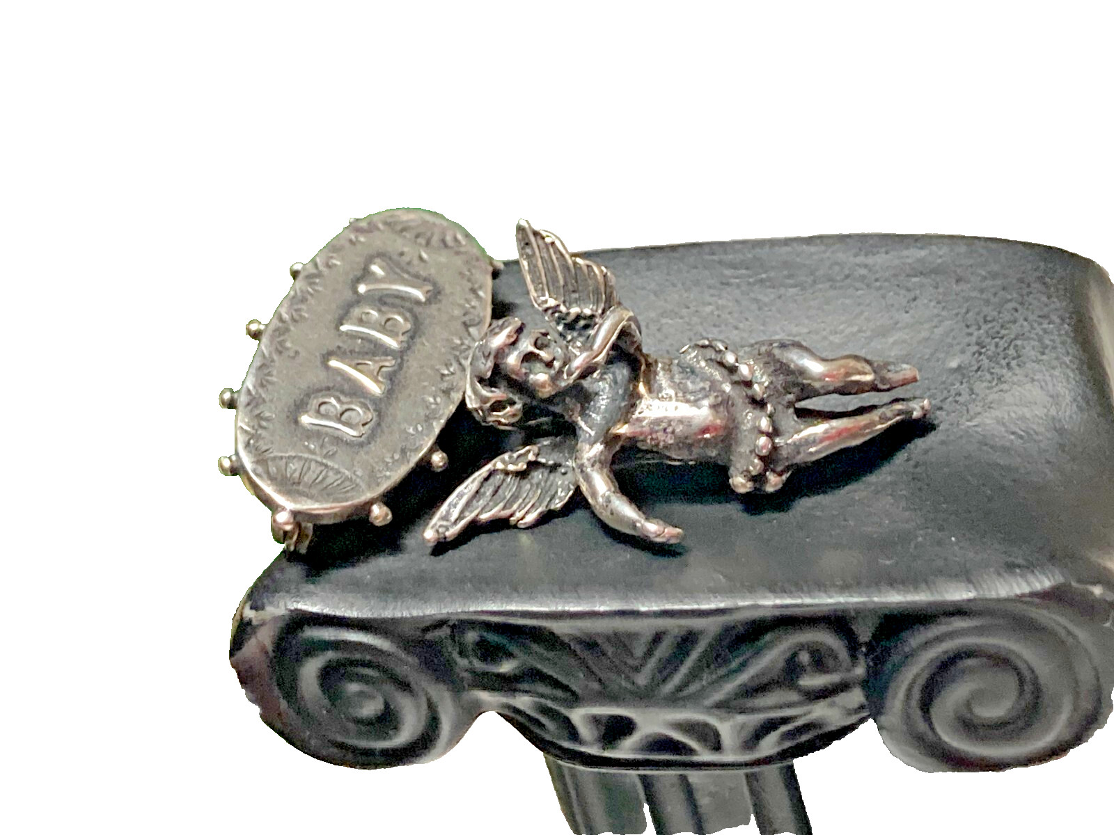 Exceptionally Rare T Foree Sterling Silver “BABY” Angel Cherub Victorian Brooch