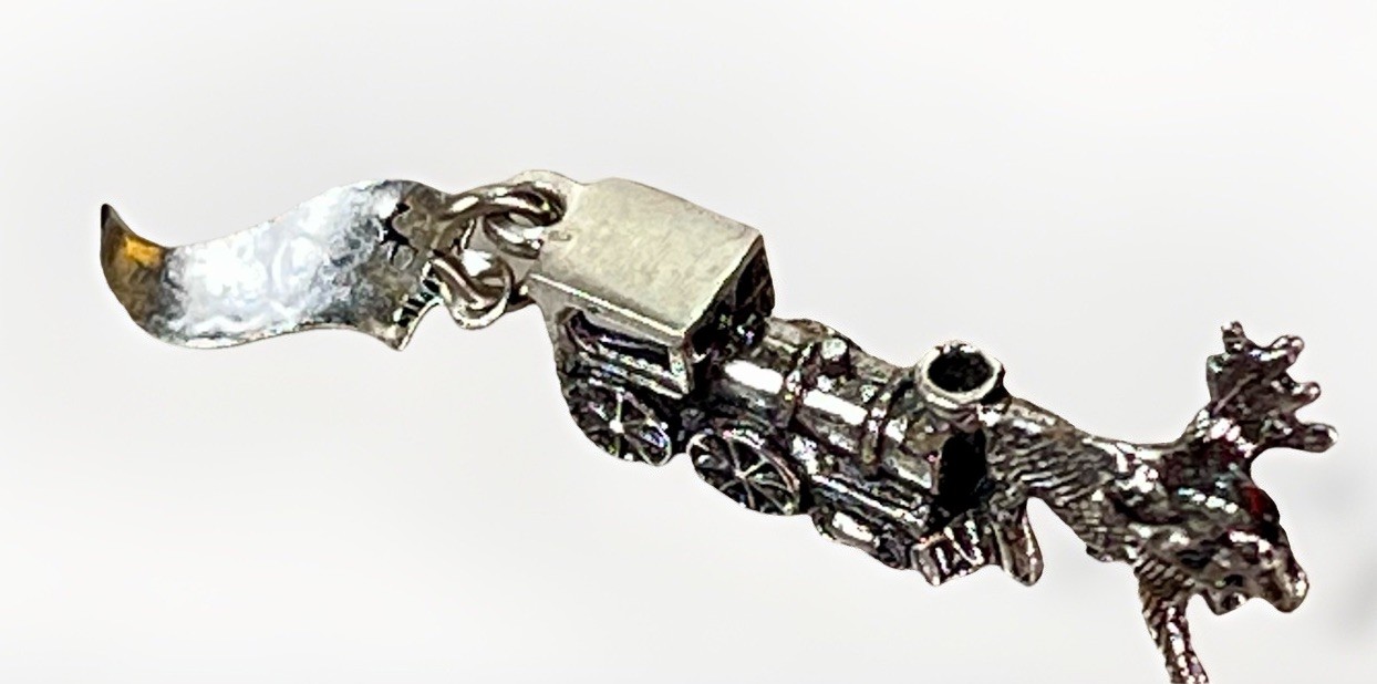 VTG 925 Alaska Souvenir 3D Moose & Locomotive Charm Sterling Silver Signed JP