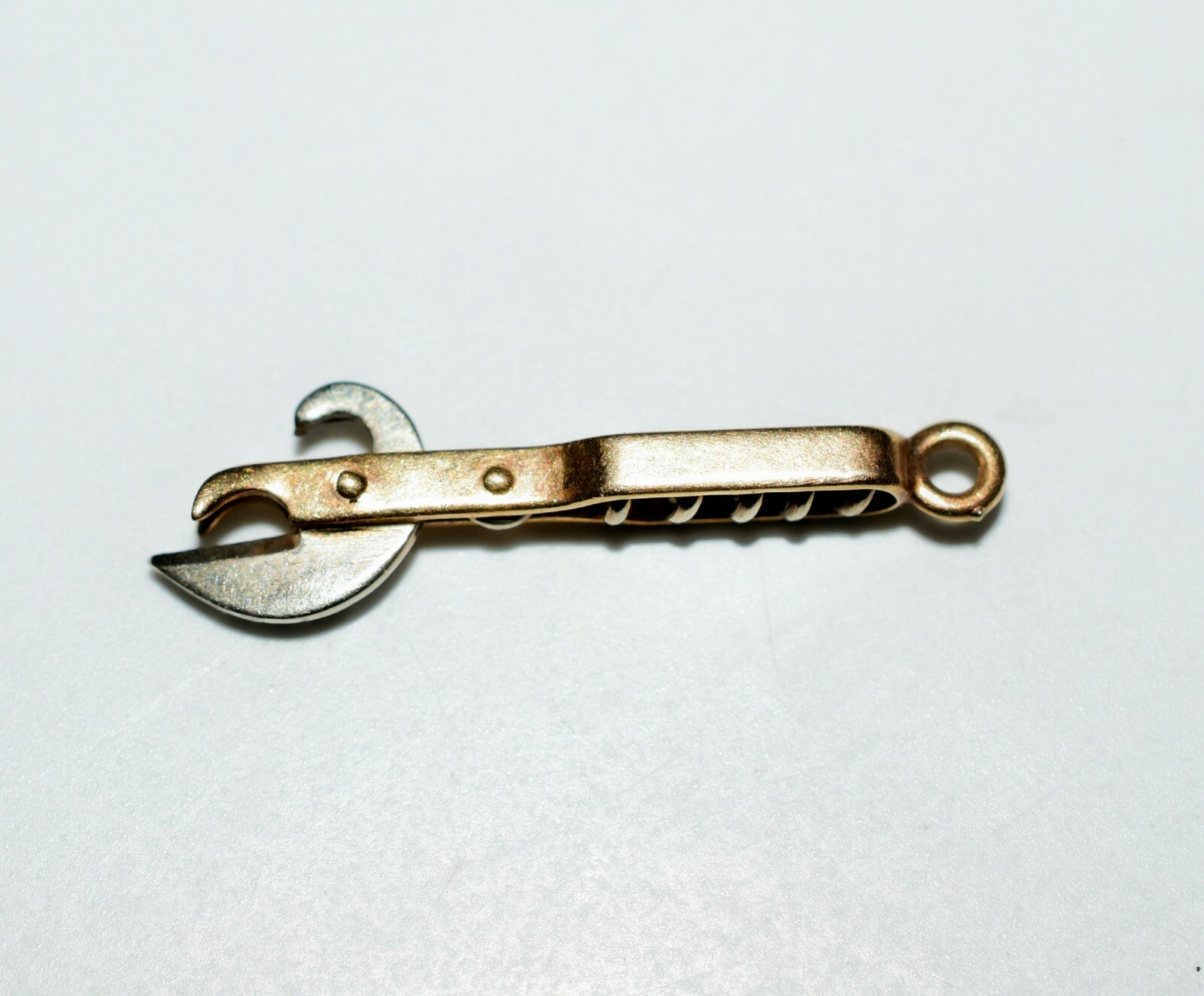 Vintage 14K Gold Can Opener Cork Screw Charm Movable Art Deco 1930s-1950s