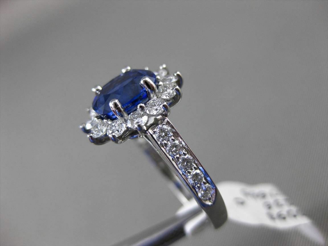 ESTATE 2.41CT DIAMOND & AAA SAPPHIRE PLATINUM DIANA ENGAGEMENT RING E/F VS/VVS