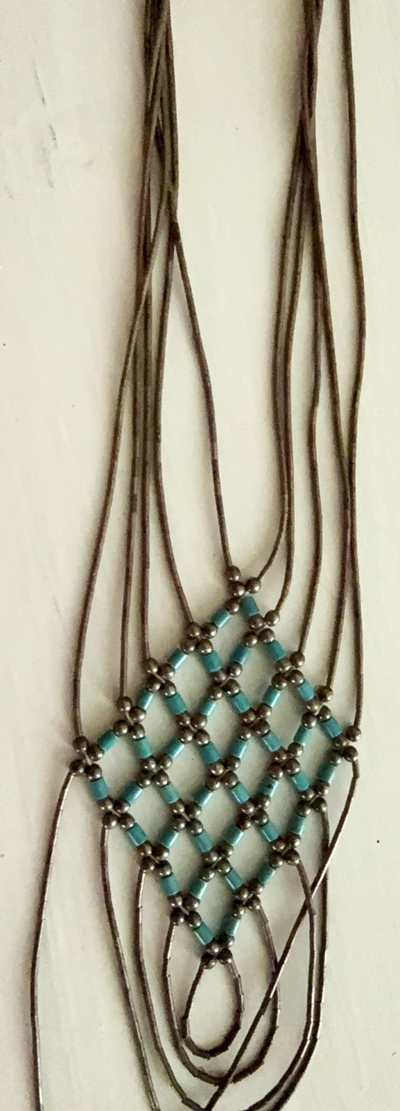 Vintage Sterling Silver Turquoise Bead Necklace Southwestern Necklace 17”