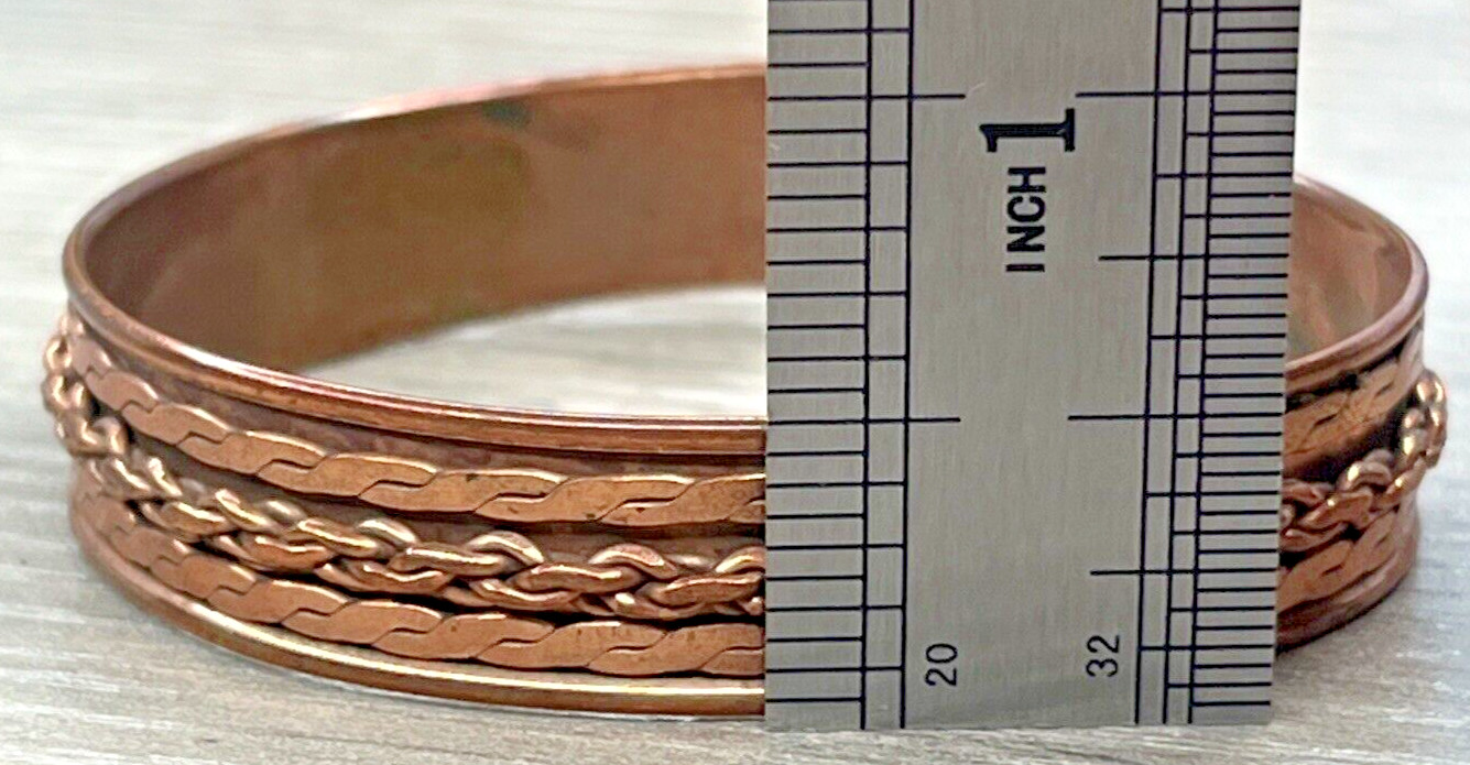 Vintage COPPER Serpentine Wheat Spiga Multi Chain Design Cuff Bracelet 12g HTF
