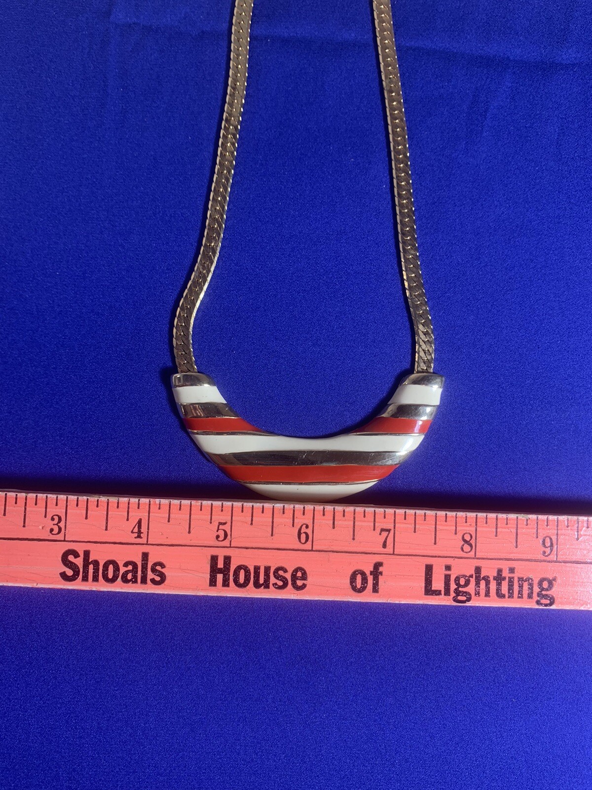 VTG ART DECO ENAMEL RED IVORY GOLD NECKLACE CHOCKER