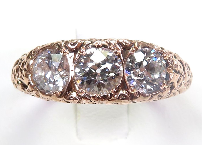 Antique 1920’s European Diamond Engagement Ring 10K Rose Gold 9 UK-R1/2 EGL USA