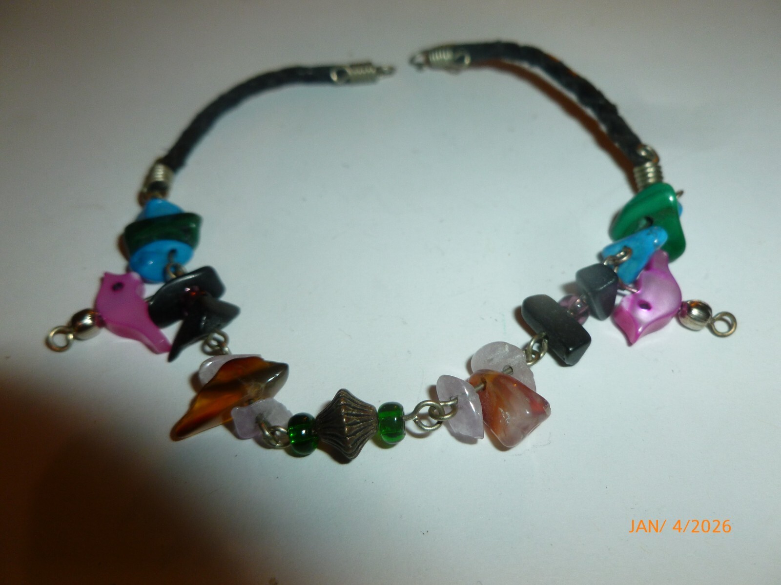 Vintage Handmade Leather Bracelet Shell Charm Fetish Birds Native Trading Post