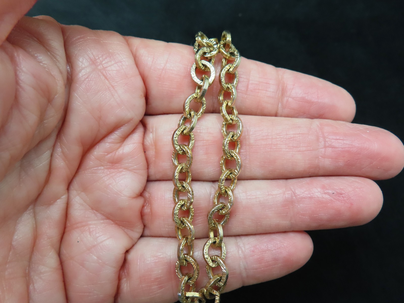 Vintage Gold Plated Art Deco 1930’s Textured Bracelet Old Spring Ring 7.5″