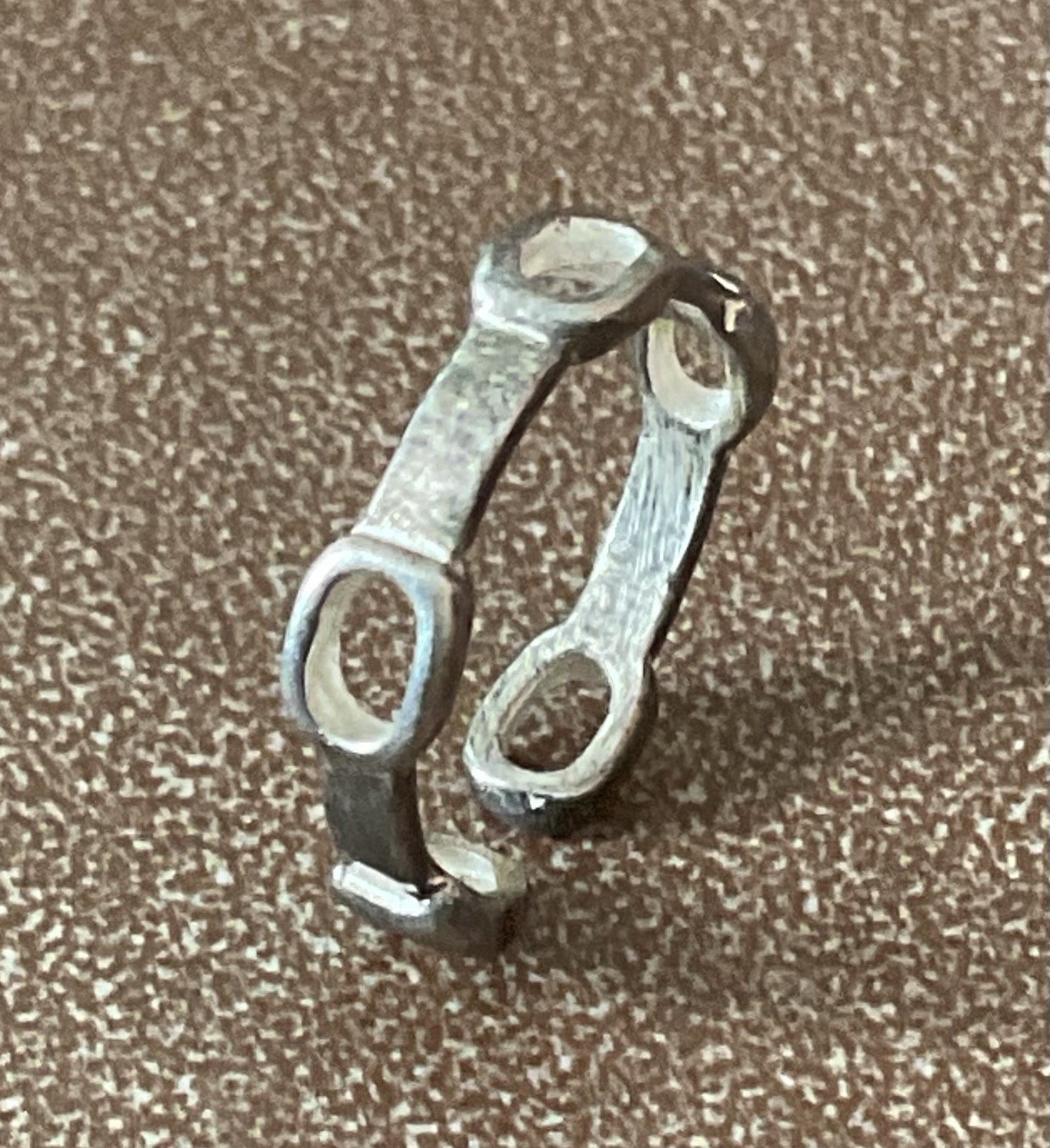 Vtg 925 Sterling Silver Ring Open Chain Link Industrial Modernist Sz 3.5 – 4.25