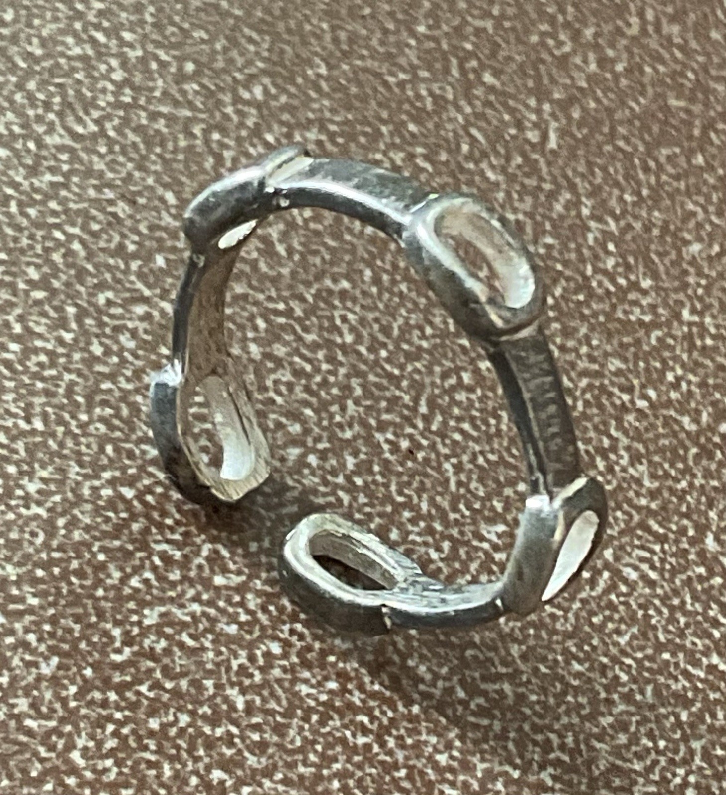 Vtg 925 Sterling Silver Ring Open Chain Link Industrial Modernist Sz 3.5 – 4.25
