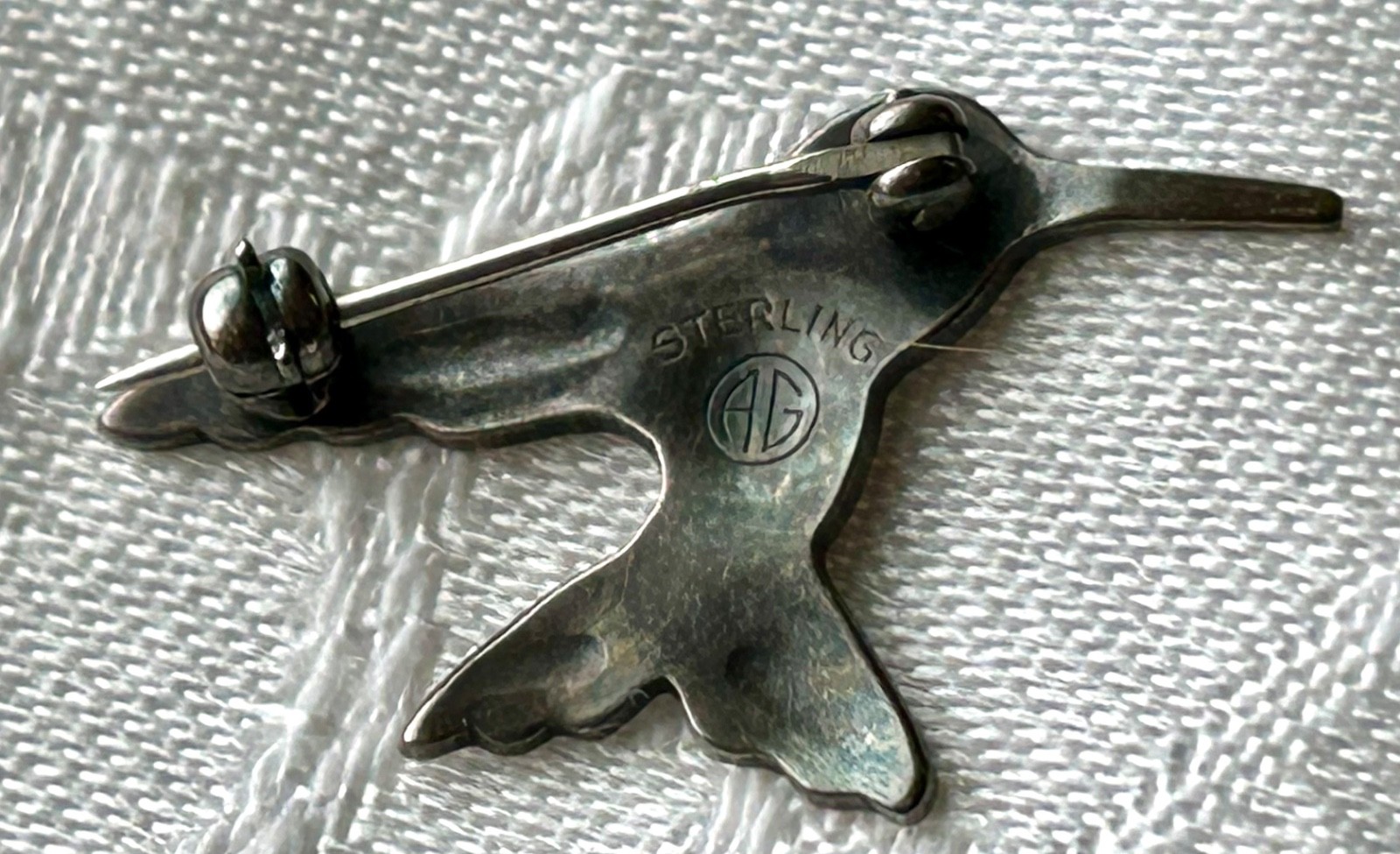 Vintage MCM Abbott Gotshall Sterling Silver Hummingbird Brooch