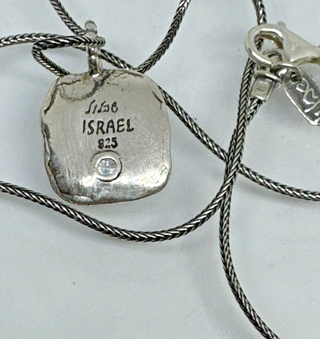 Sisae Shablool Israel Love Necklace 18″ Clr Goshenite Beryl Gemstone 925 Silver!