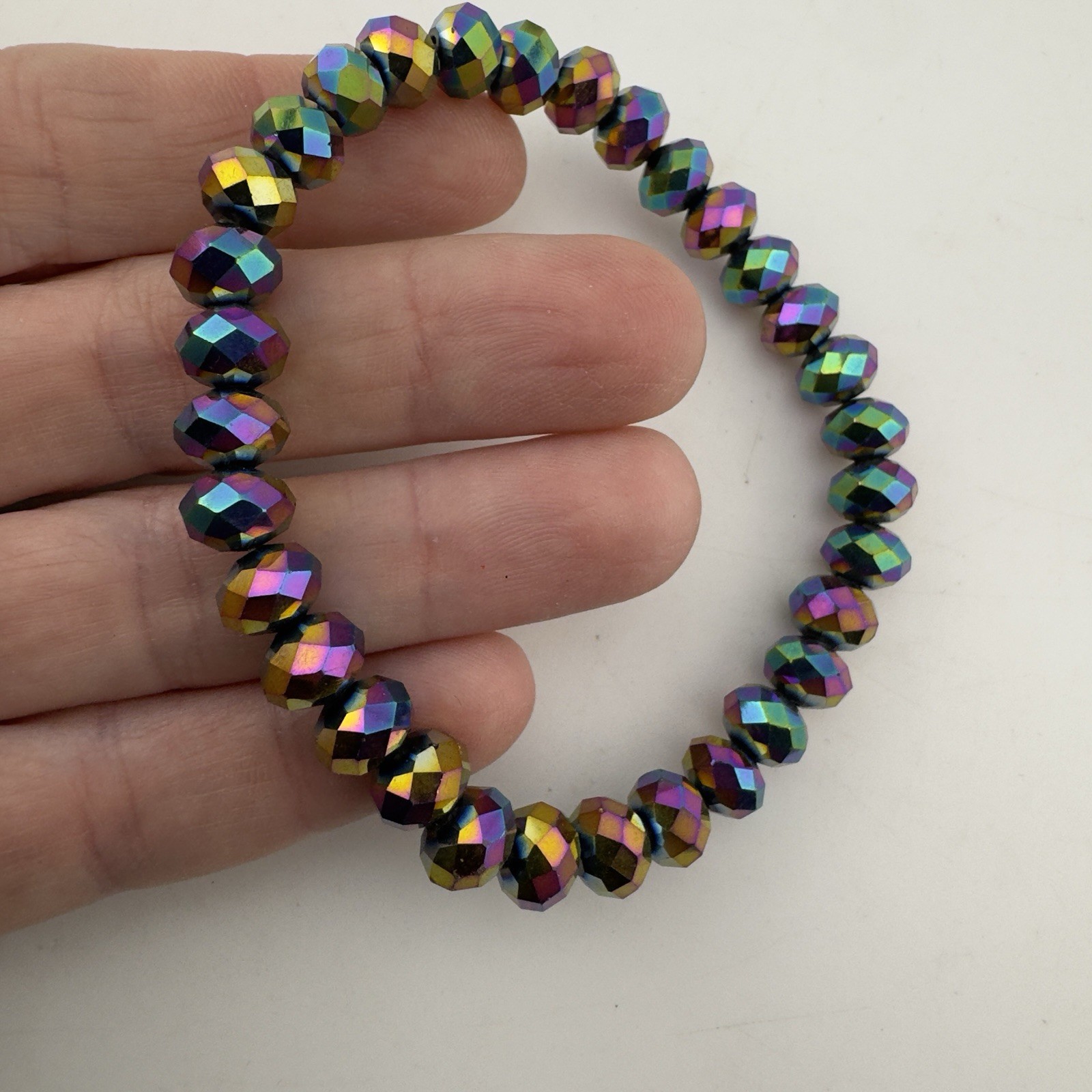 Vintage Estate Stretch AB Bead Beaded Glass Plastic Bracelet Large Lot of 8