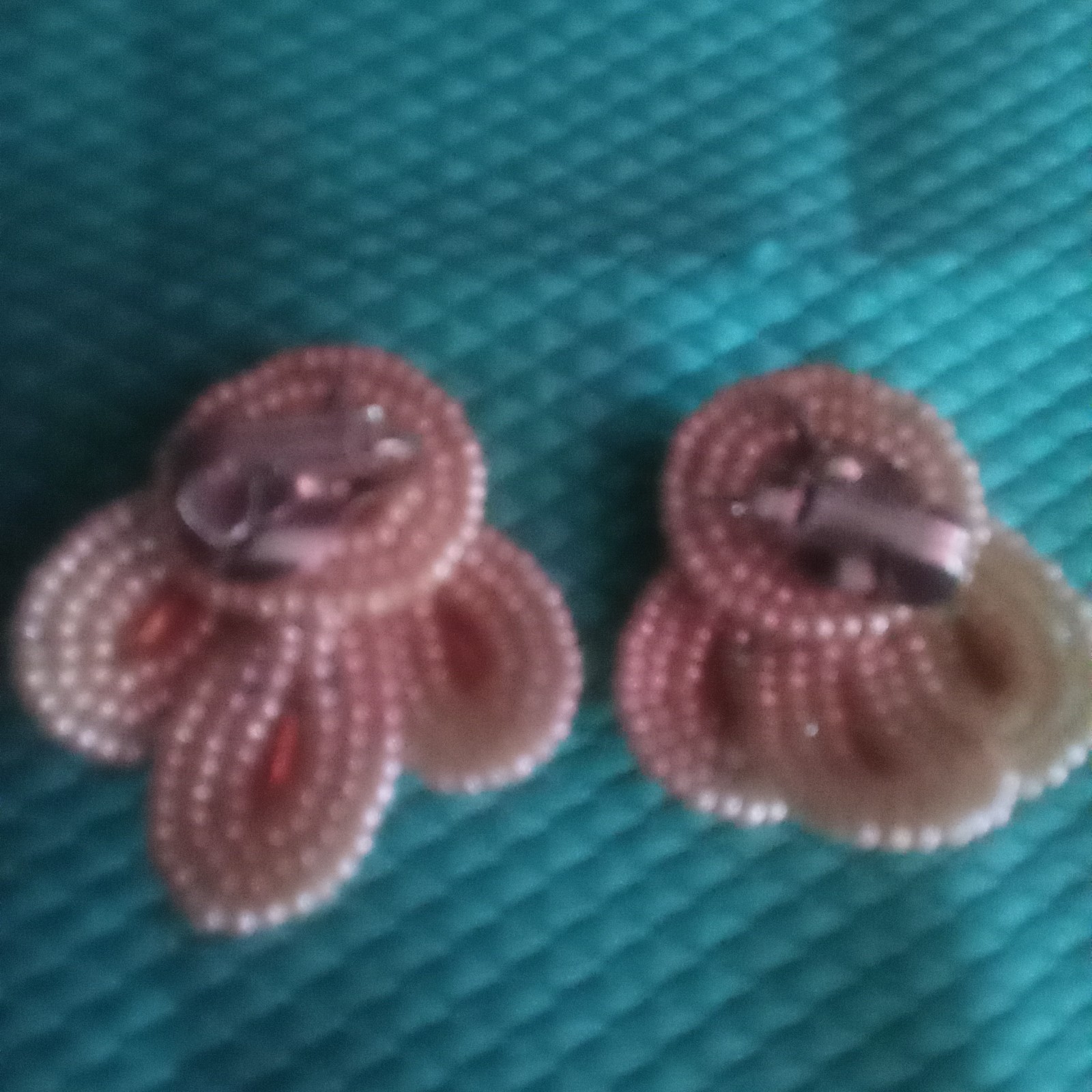 Vintage Rhinestone And Beaded Clip-on Earrings