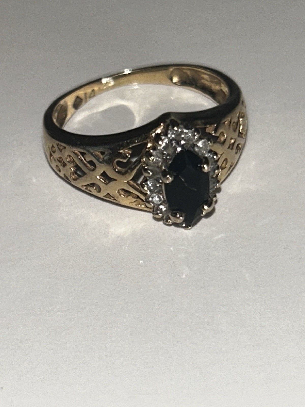 14K Gold Onyx Diamond Ring Vintage