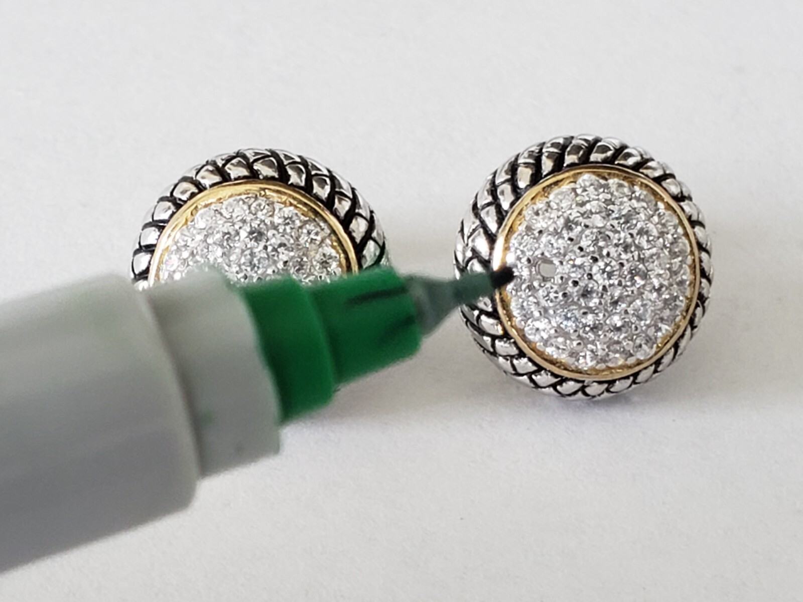 Sterling Silver CZ’s Cluster Round Stud Earrings – Missing Stone