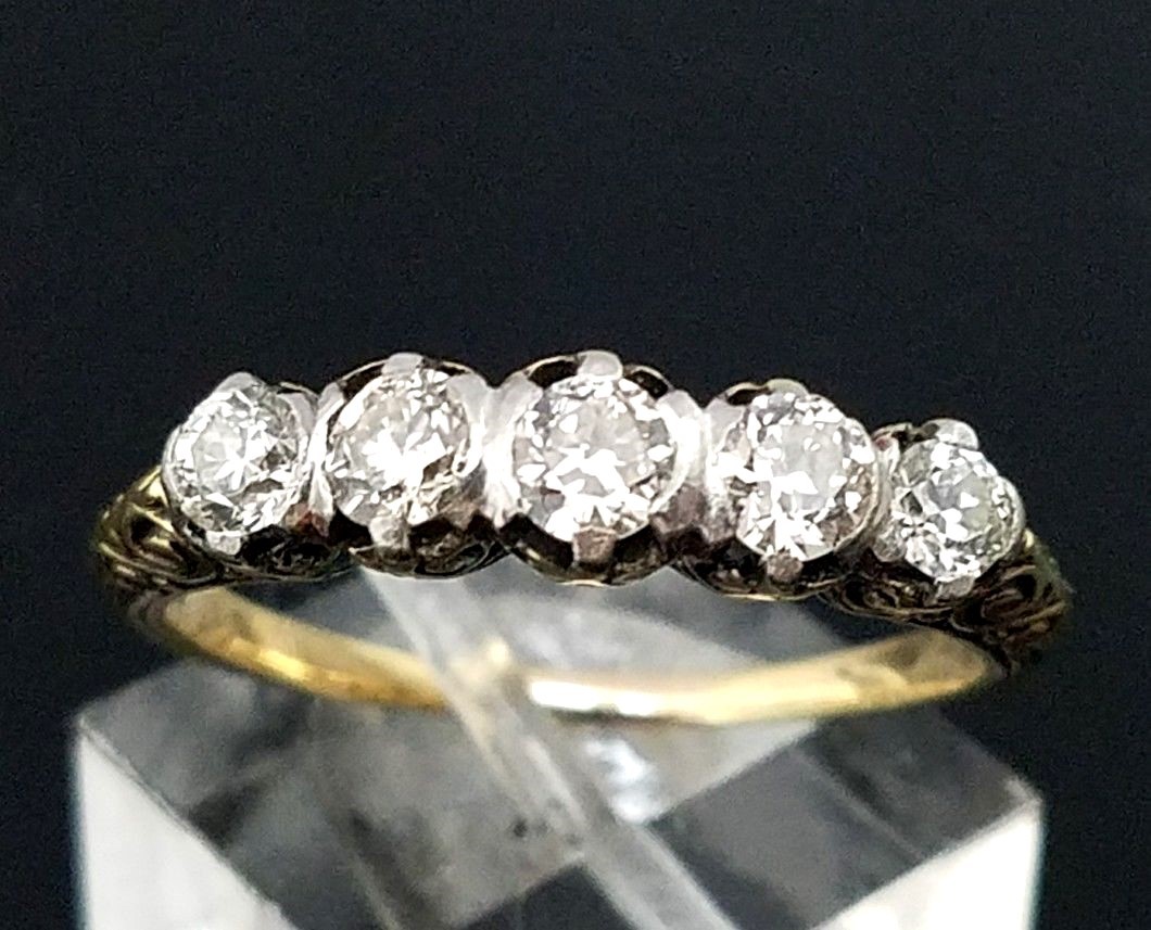 Art Deco Era 14 Karat Yellow Gold 1.00 CTW Diamond Band By Weinman Brothers
