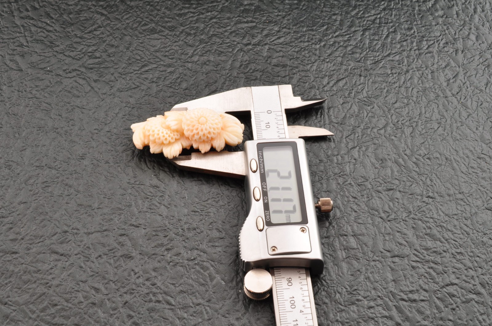 Vintage angel skin coral carved, “Chrysanthemum” and Certificate (total 83.0ct).