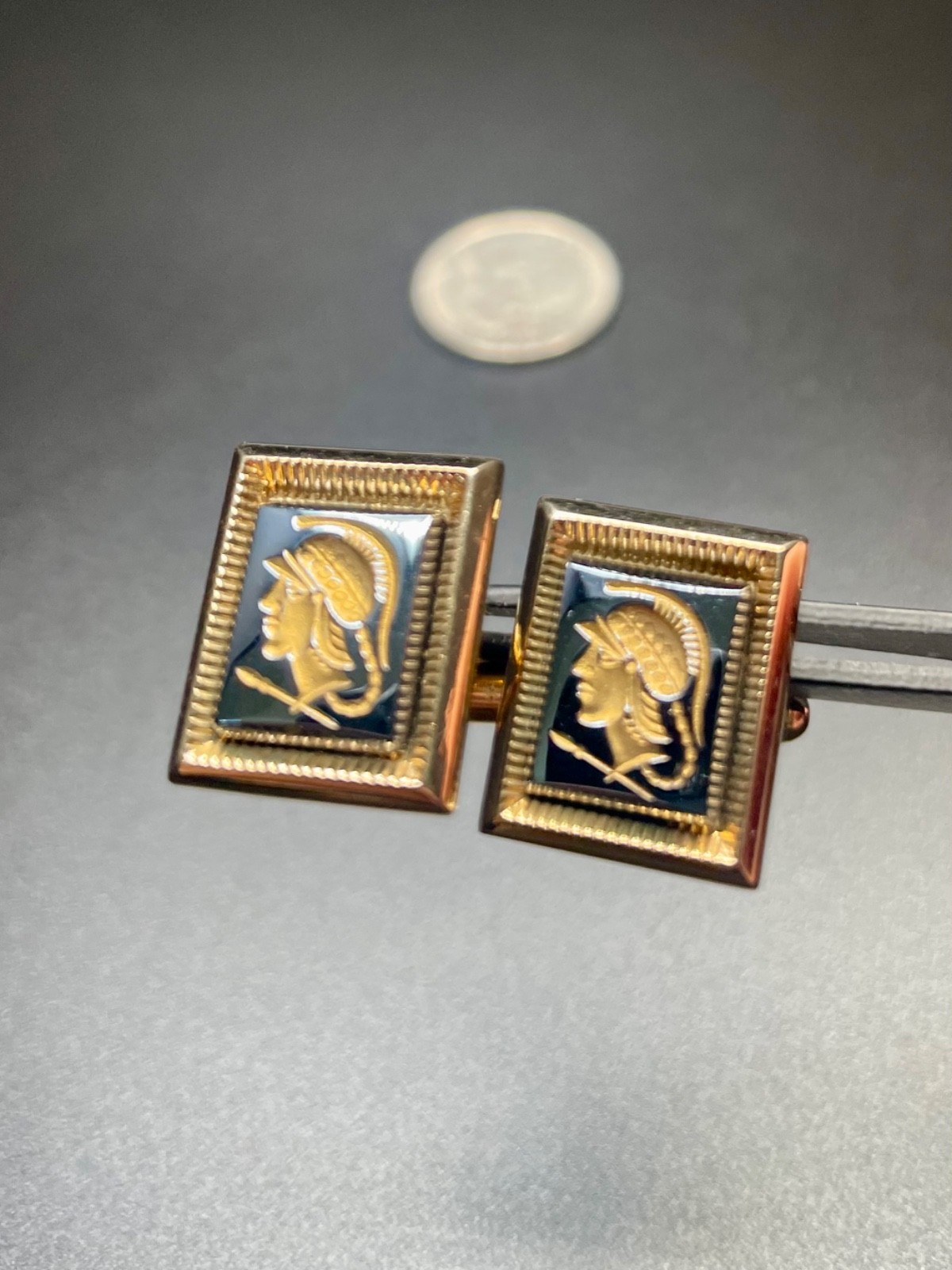 Vintage Classical Male Warrior Profile Gold Tone Cufflinks MCM