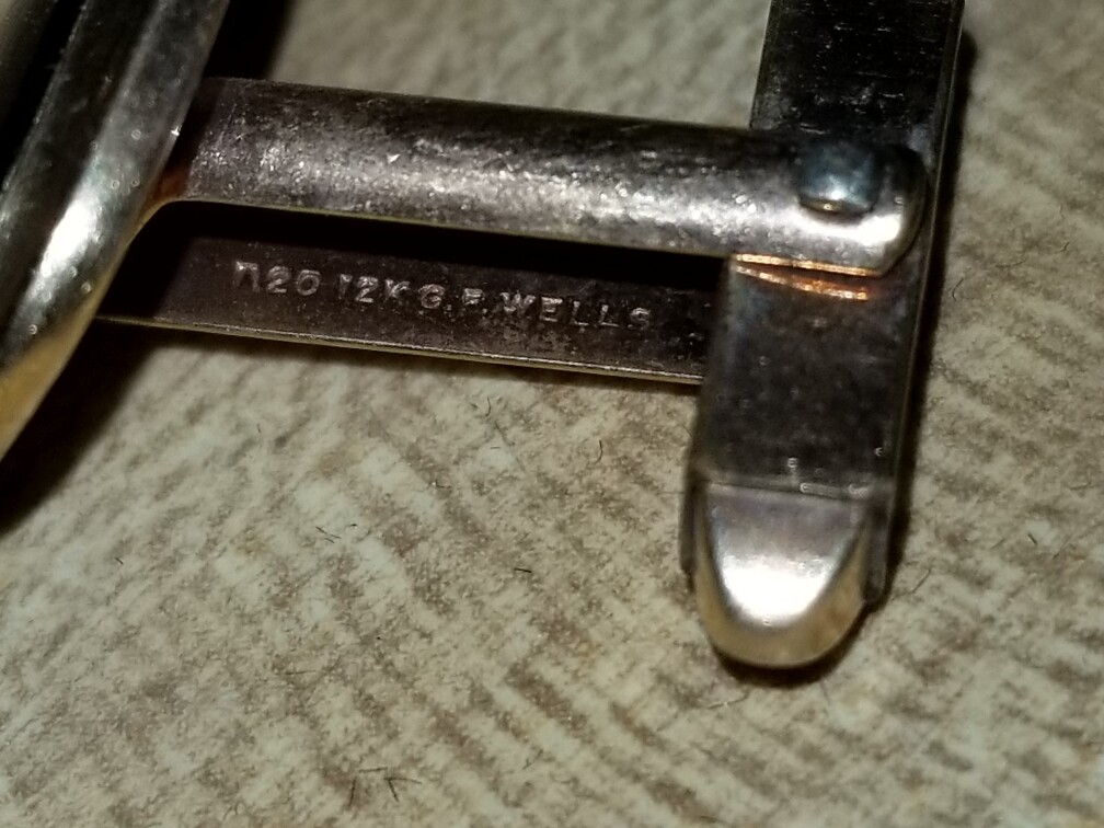 Wells Cuff Links & Tie Clip with Black Stone 1/20 12KGF