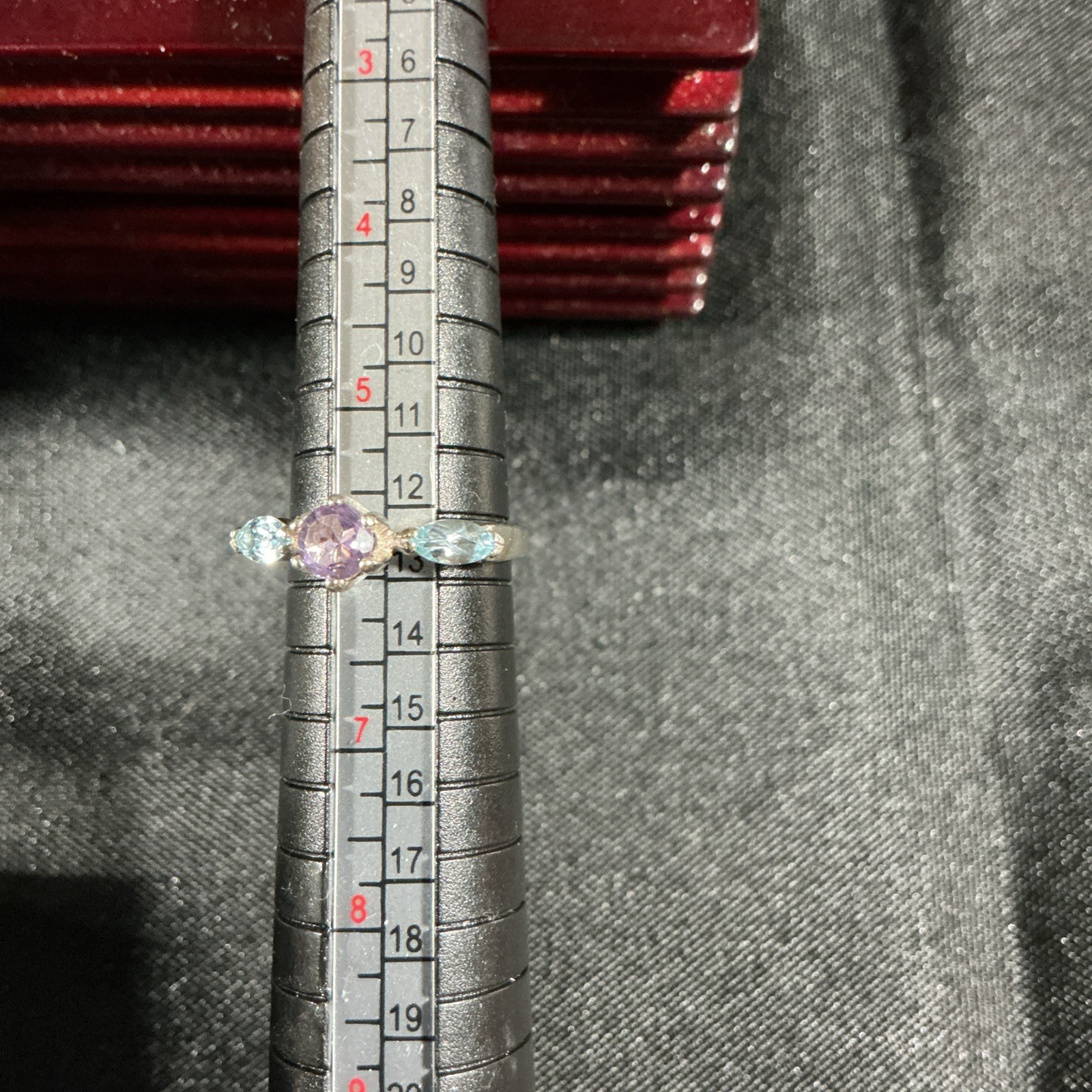 Vintage Amethyst And Aquamarine Sterling Silver Ring Size 6