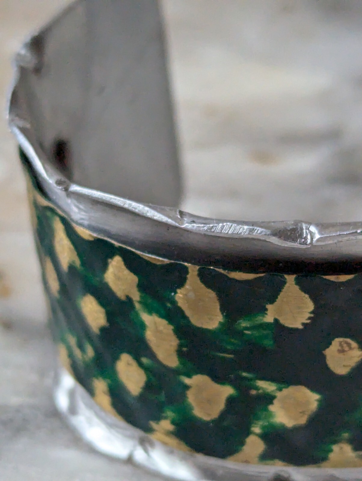 Vtg Merle House Metalwork Aluminum Cuff Bracelet Statement Artisan Jewelry USA