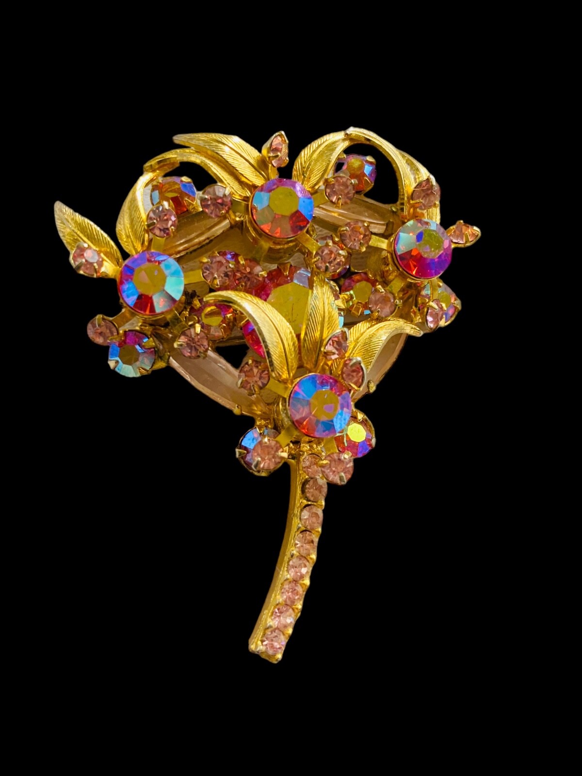 Vintage Juliana D&E Brooch Reference Book Piece 1964 60s MCM Pink Floral Spray