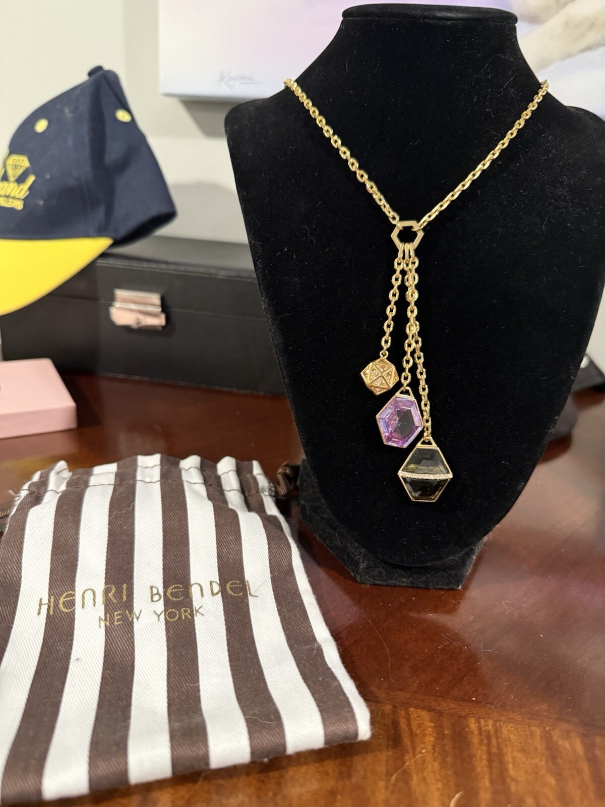 Vintage Henri Bendel 3 Stone Necklace