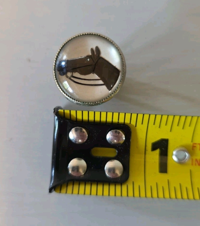 Vintage Equestrian Reverse Painted Glass Horse Head Cuff Links