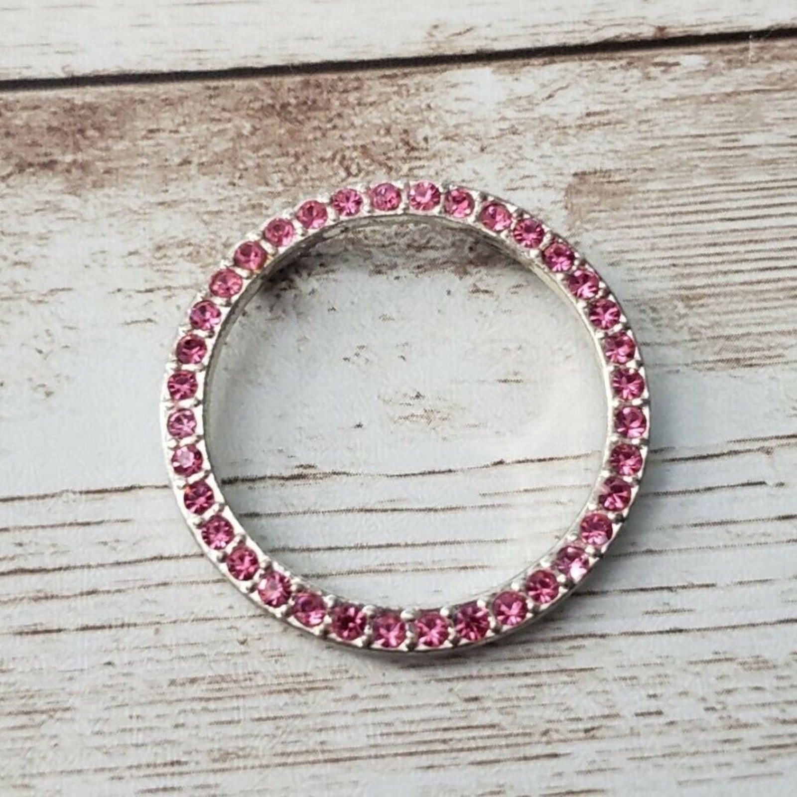 Vintage Pendant – Large Pink Gem Circle – No Chain Included