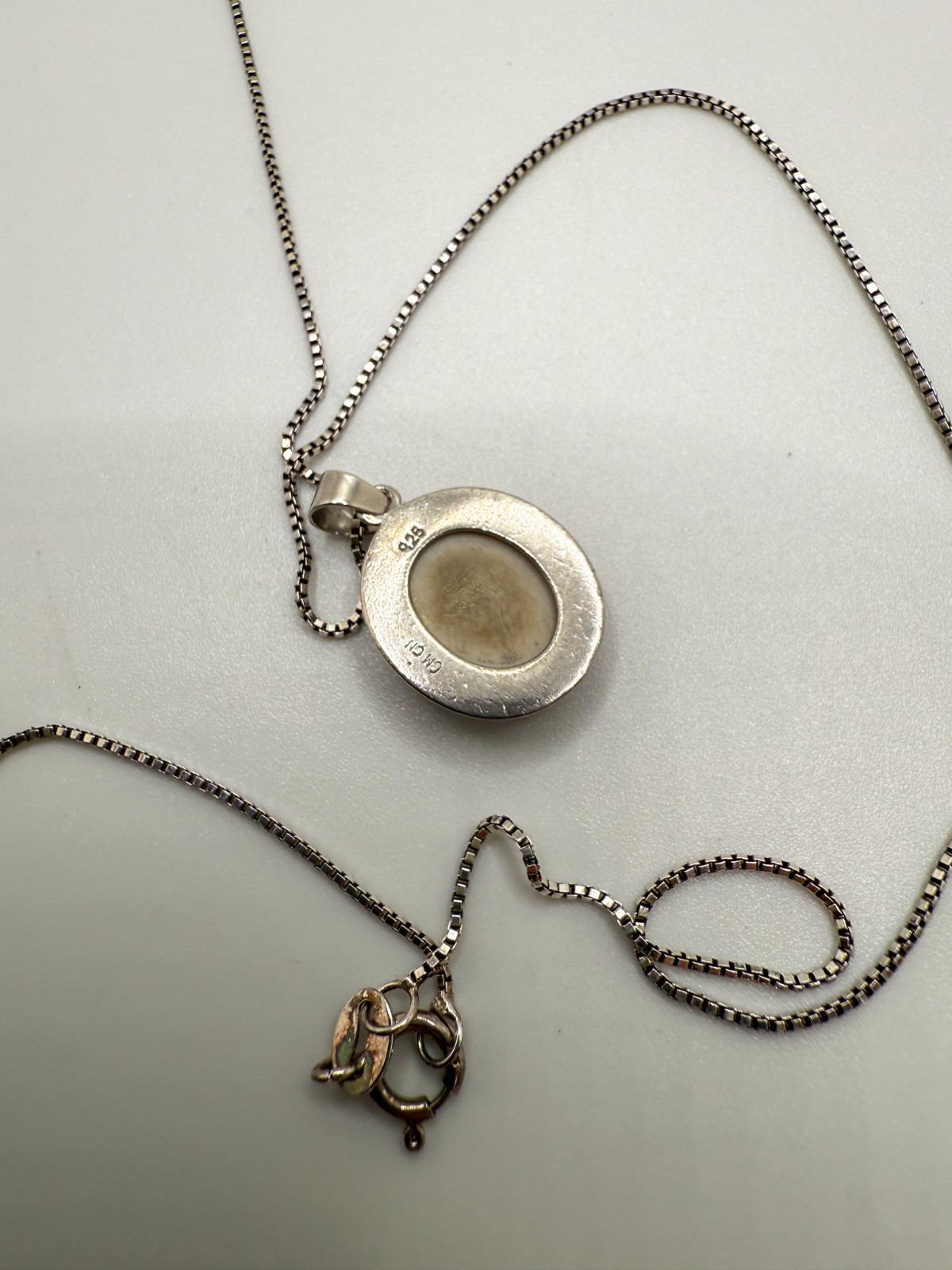 Vintage Sterling Silver Geode Pendant 2.4cm Necklace 18″ JB26