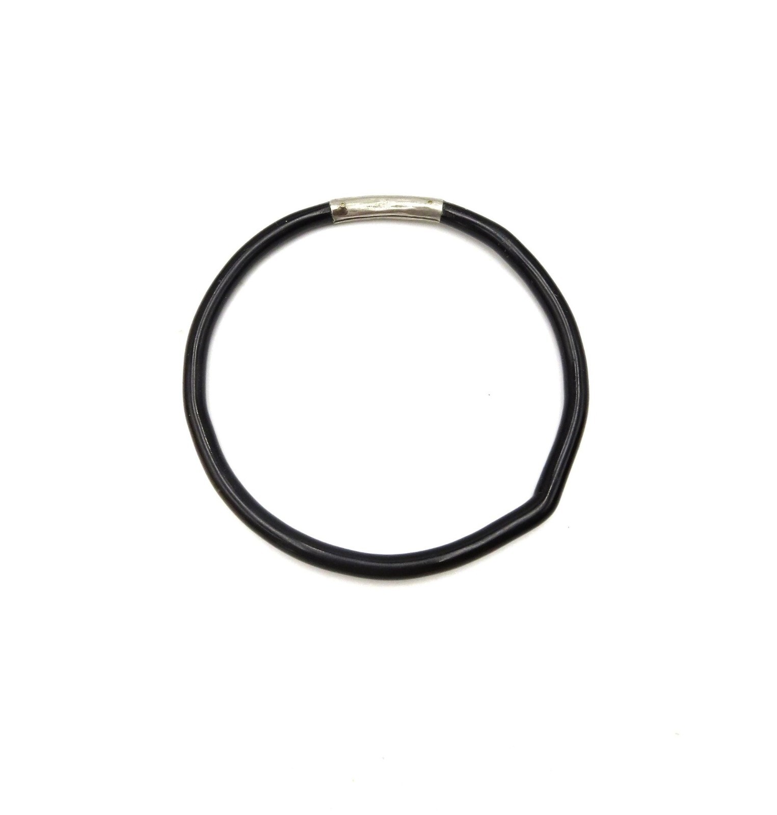 Vintage Black Coral and Silver 9″ Thin Bangle Bracelet Gothic Unisex Mourning