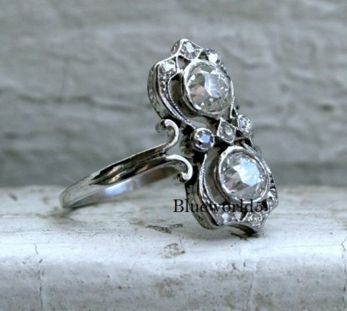 1.14Ct White Round Cut Antique Reproduction Ring In 925 Sterling Silver