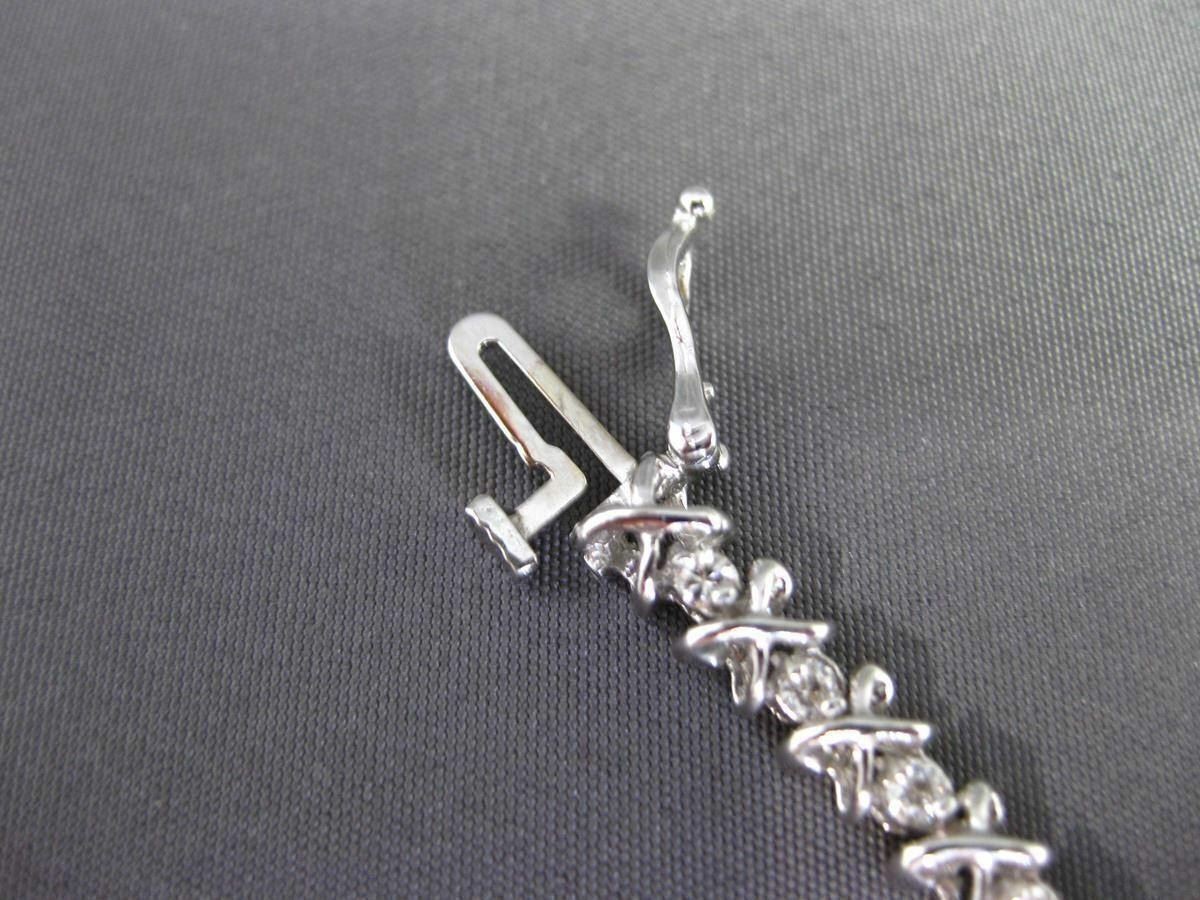 ESTATE 1.0CT DIAMOND 14KT WHITE GOLD 3D LOVE TENNIS BRACELET E/F VS/VVS #24202