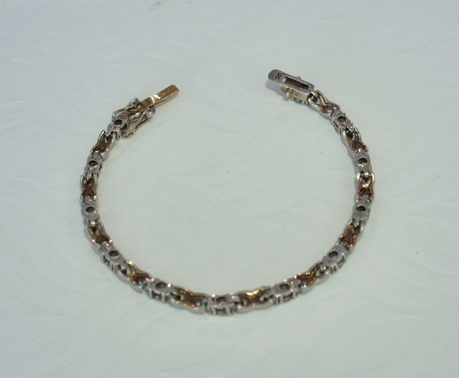 Vintage DJB Sterling Silver 925 Two Tone CZ Diamond Tennis Bracelet 7 1/4″