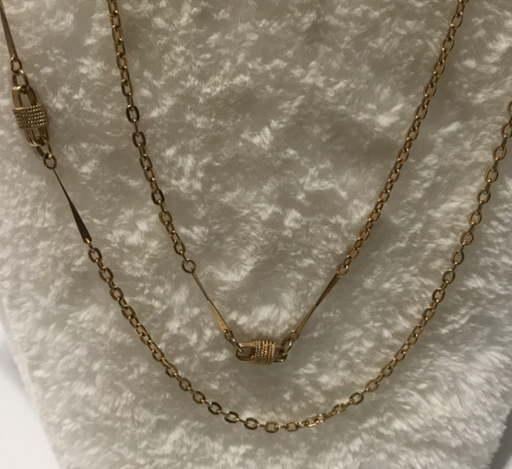 Vintage Gold Tone Cable Chain Station Necklace Bar Links 50 Inch Retro Style