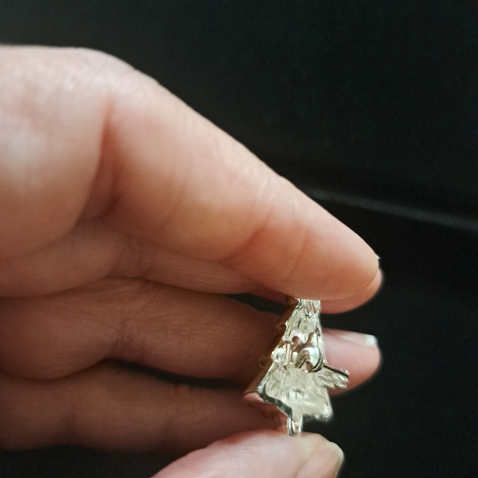 Vintage Roman Two Tone Christmas Tree Pin 1″x 1″ Petite Pre Owned In Box