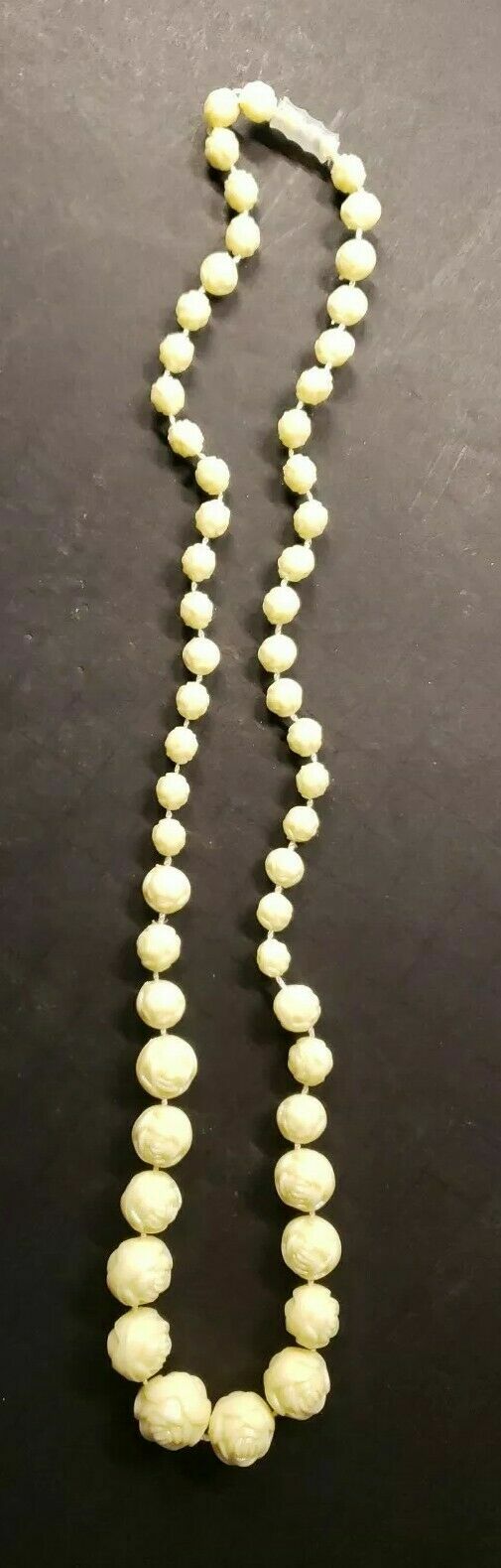 Vintage Carved/Molded Rose Necklace About 22 Inches Hong Kong New Old Stock