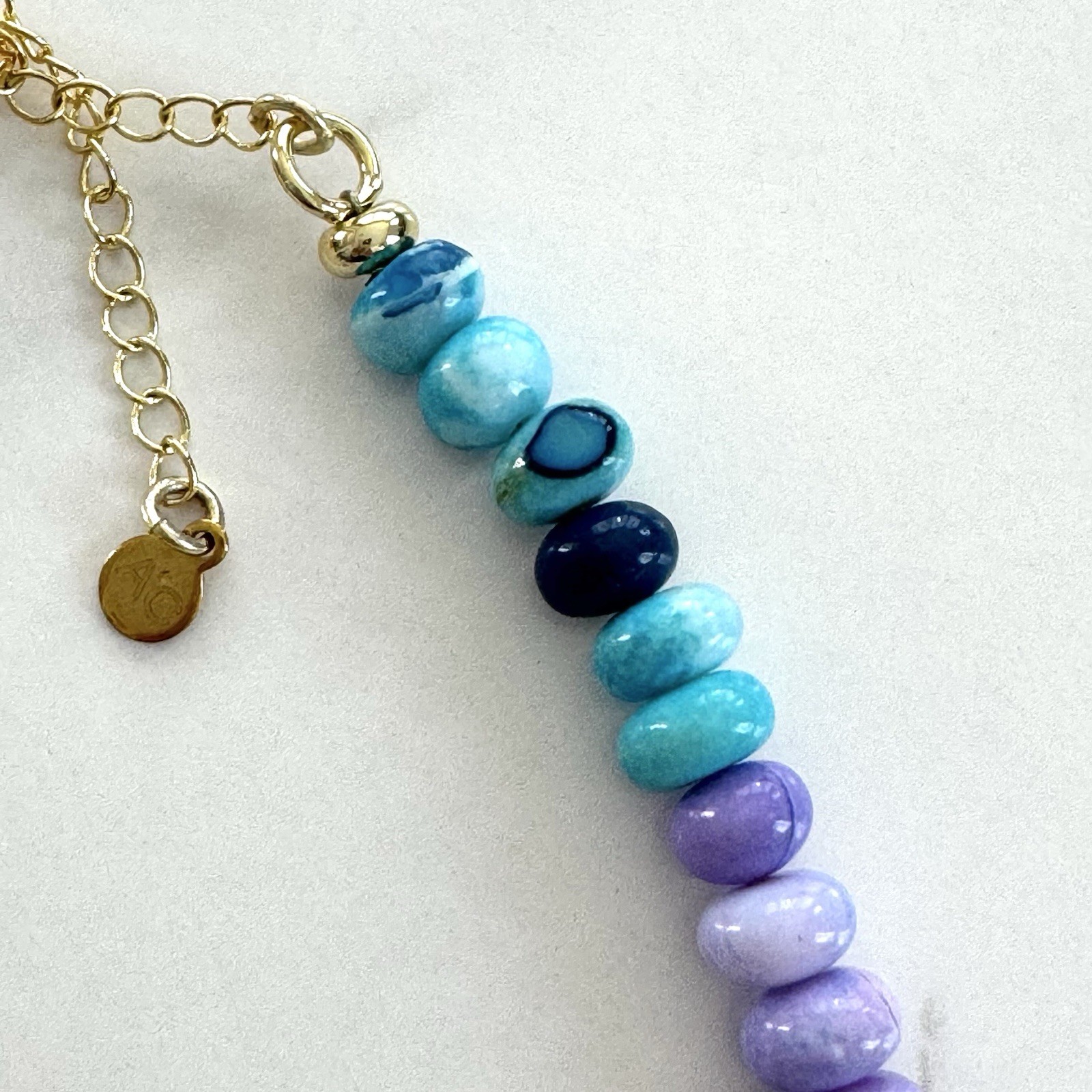 AC Rainbow Candy Collar Necklace Agate Opal Quartz Gemstone Beads 16” + 2” Ext