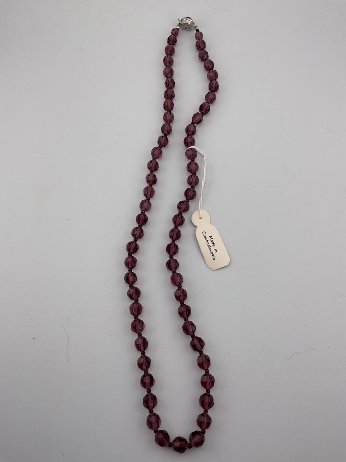 amethyst color czech glass bead necklace vintage