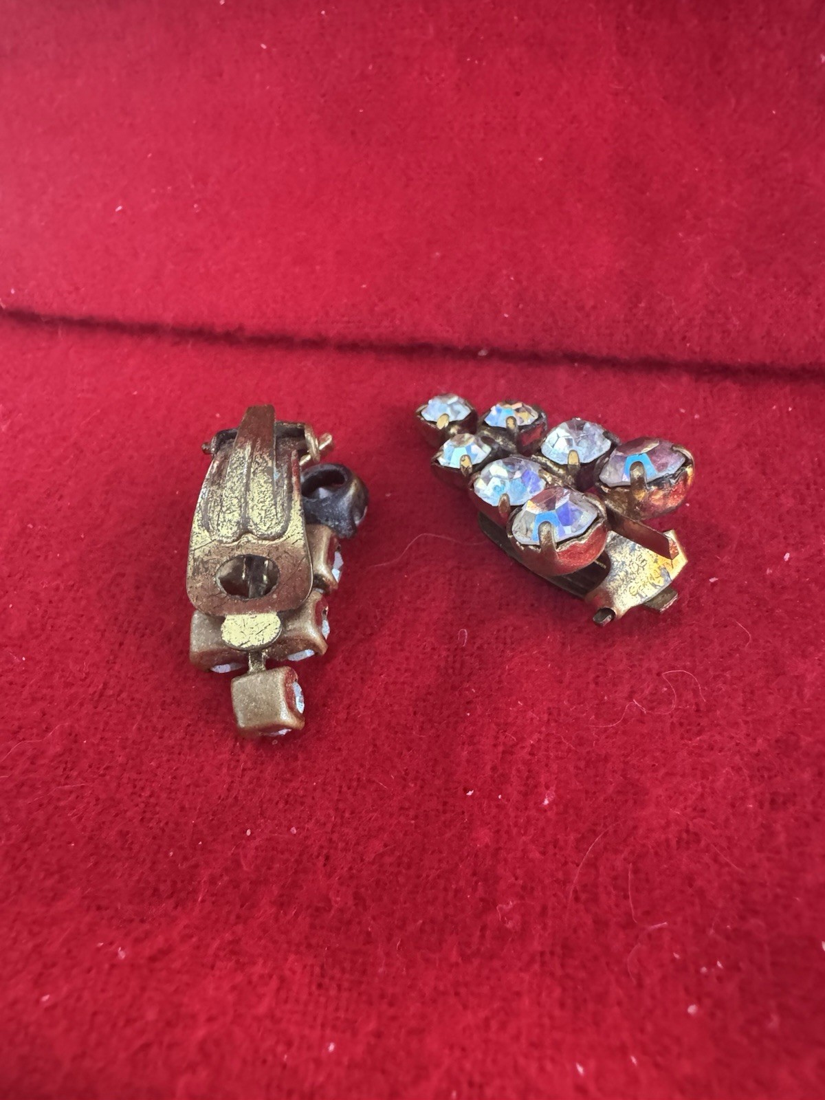 Vintage Rhinestone Clip On Earrings Bunch of Grapes 50s/60s Retro