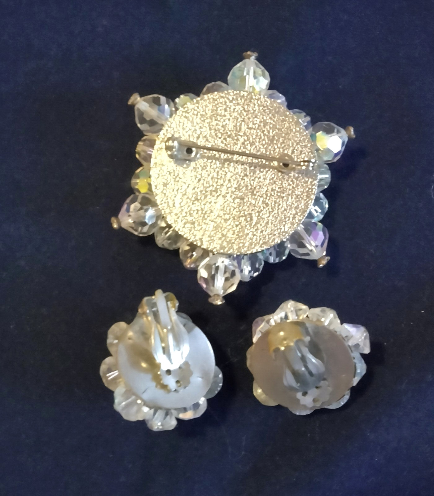 Vintage Glass Beaded Brooch and Earring Set (2625)
