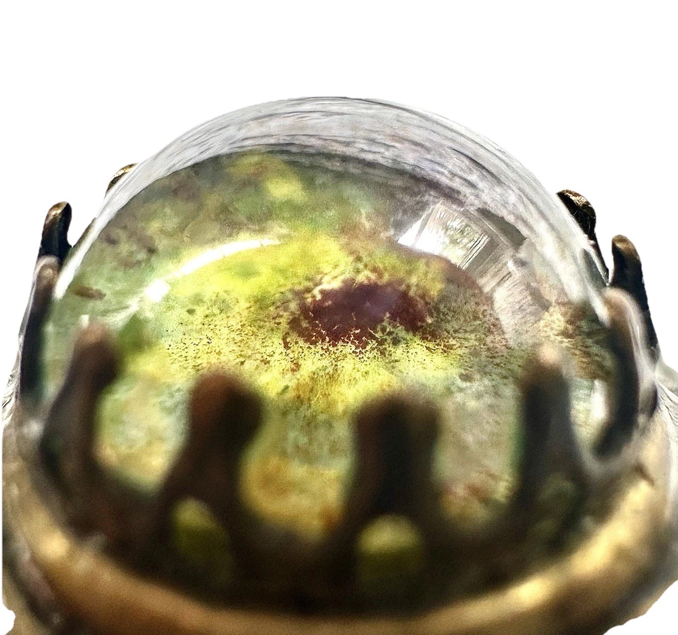 VTG Uranium Vaseline Glass Jewelry Bracelet Panel Cabachon Art Deco Style Czech