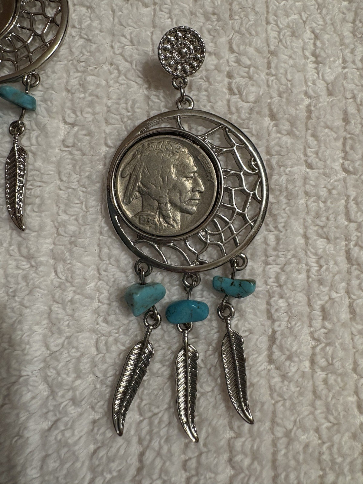 Buffalo Nickel Dreamcatcher Necklace & Earrings Set – Vintage Coin Jewelry
