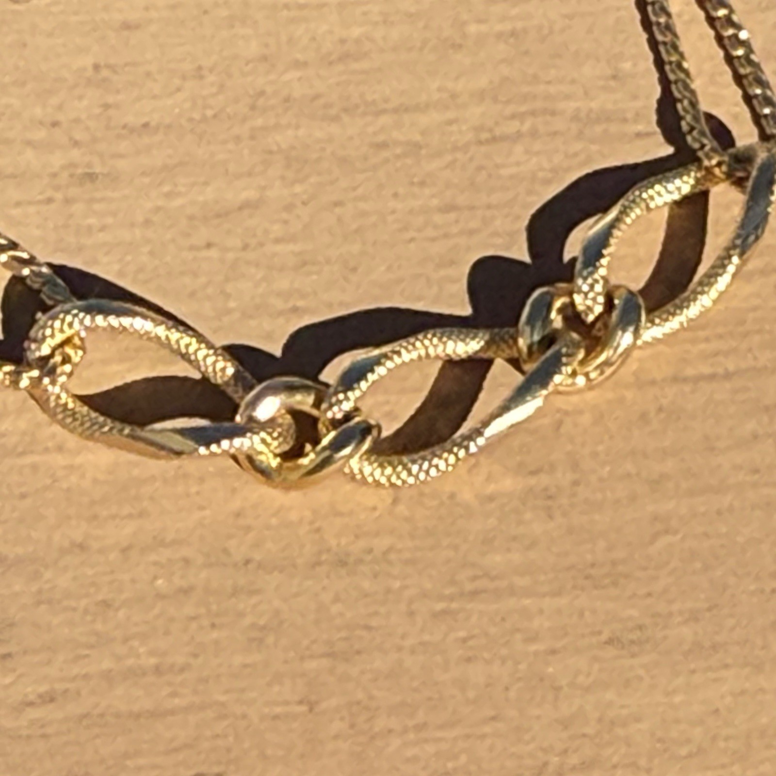 Vintage Goldette Gold Tone Fancy Chain Link Textured Finish Oval Links