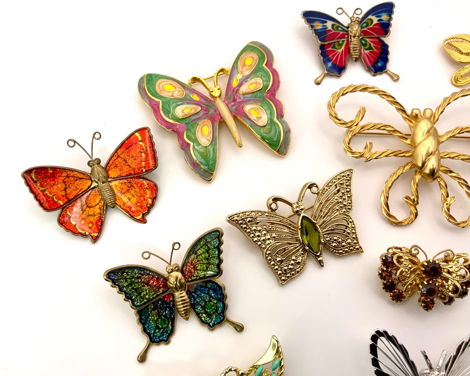 Vintage Butterfly Brooch Monet Avon Gerry’s Enamel Rhinestone Filigree Lot of 14