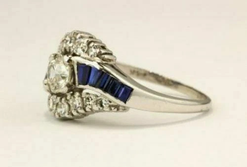 Vintage 1.24CT Round Lab Created Diamond Ring 14K White Gold Over Swirl Cocktail